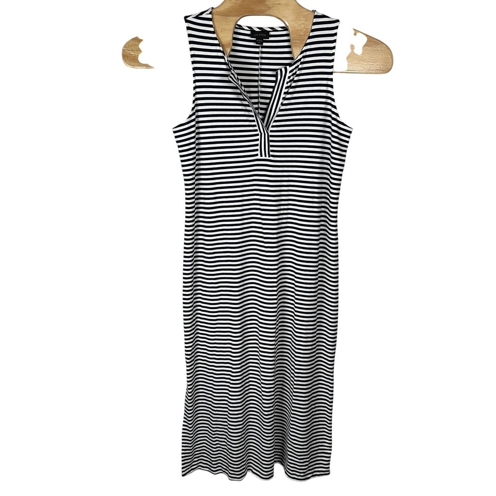 J Jill Wearever Collection‎ Small Petite Navy Blue White Striped Maxi Midi Dress